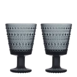 Iittala Kastehelmi Glas På Fot 2-pack Mörkgrå